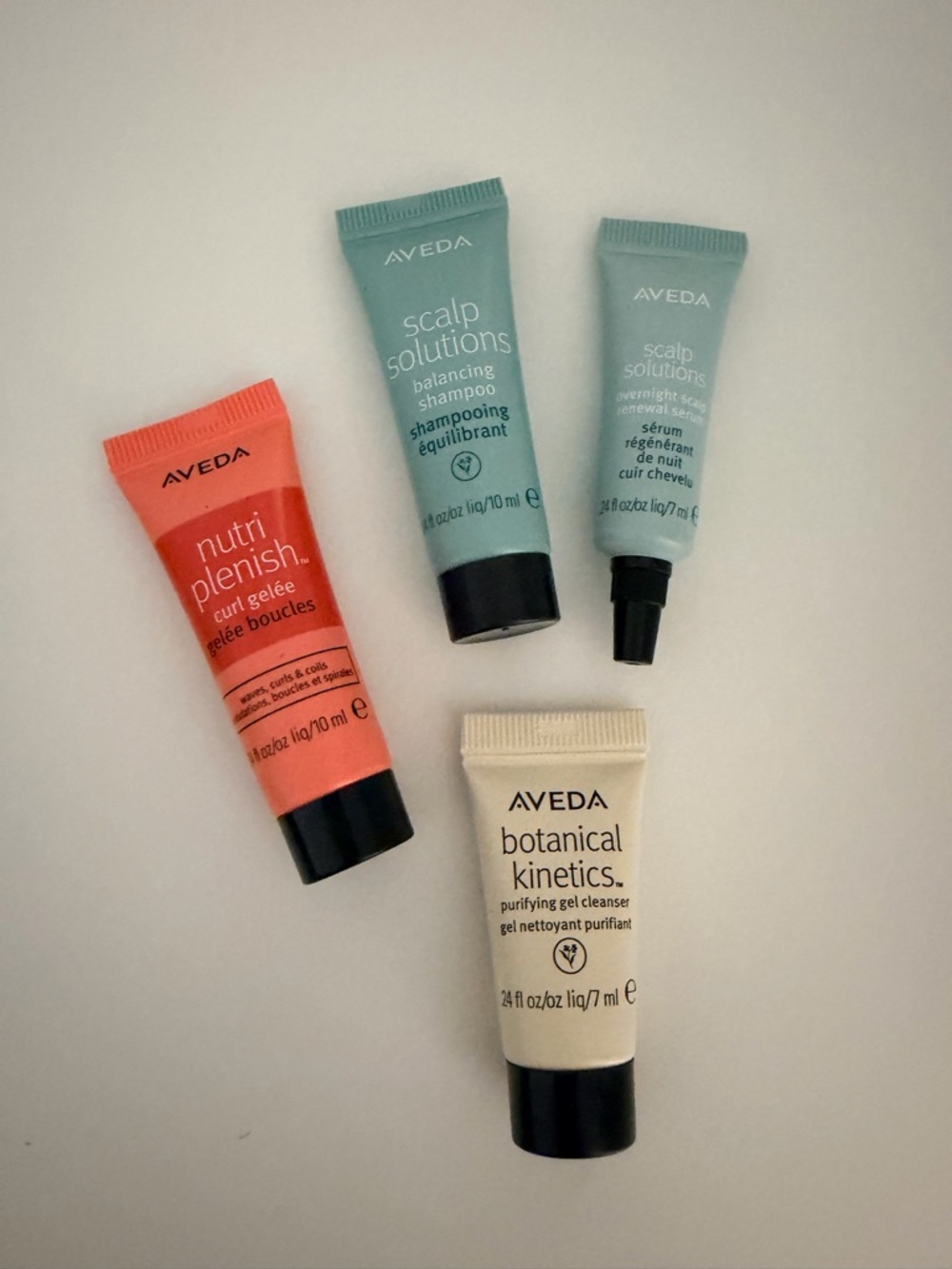 AVEDA Mini Hair Care Set — Coral, Teal & Cream Tubes